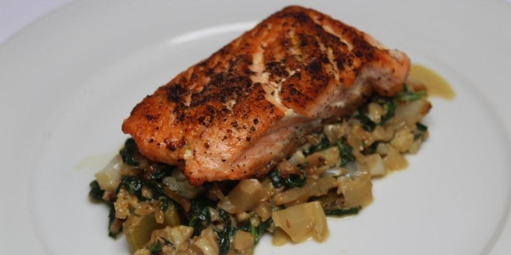 keto salmon and spinach risotto