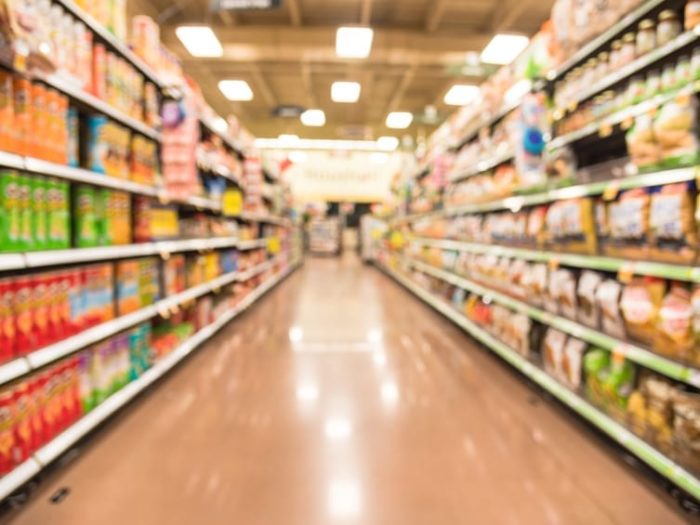 Grocery aisle containing new keto snacks