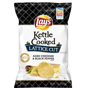 Kettle Cooked, Lattice Cut, Aged Cheddar & Black Pepper Potato Chips