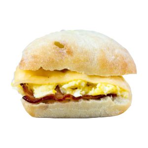 2 Eggs, Bacon & Cheddar Breakfast Ciabatta Sandwich