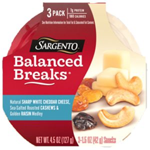 Balanced Breaks, Natural Sharp White Cheddar Cheese with Cashews & Raisins