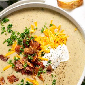 Roasted Yukon Gold Potato Cheddar Soup