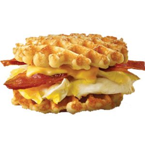 Breakfast Waffle Slider with Bacon, Egg & Cheddar Cheese