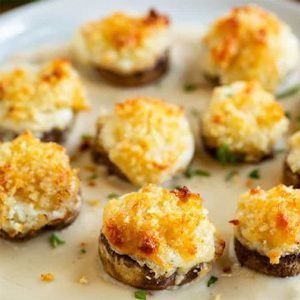 Roasted White Cheddar Stuffed Mushrooms