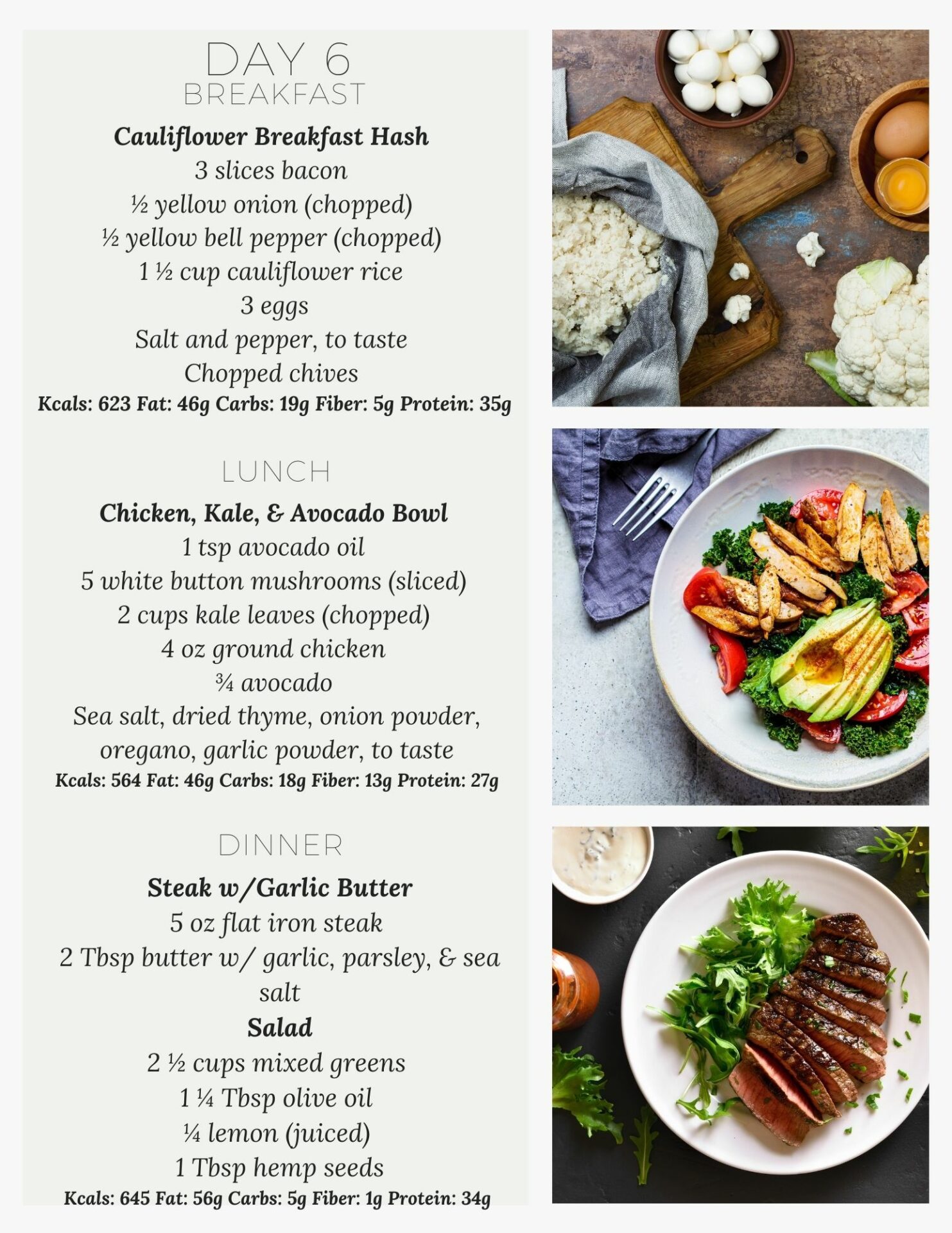 1800 Calorie Keto Meal Plan Day 6