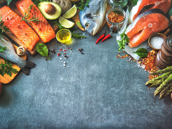 Salmon and other fish containing healthy omega-3 fats