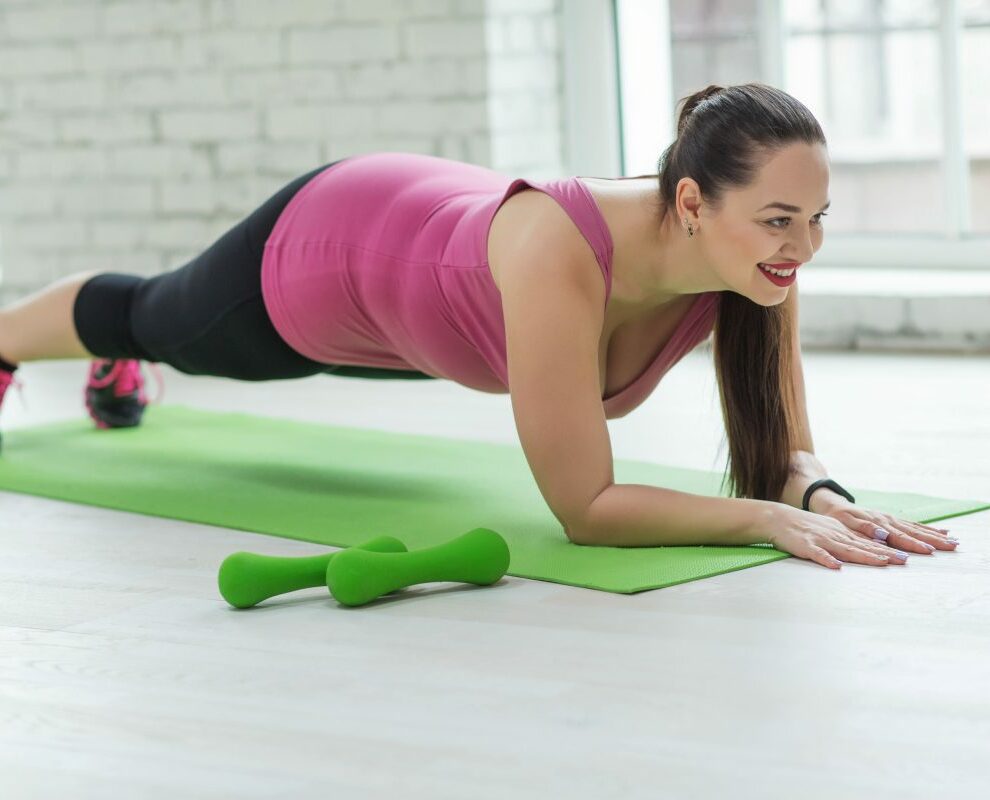 Woman doing plank exercises