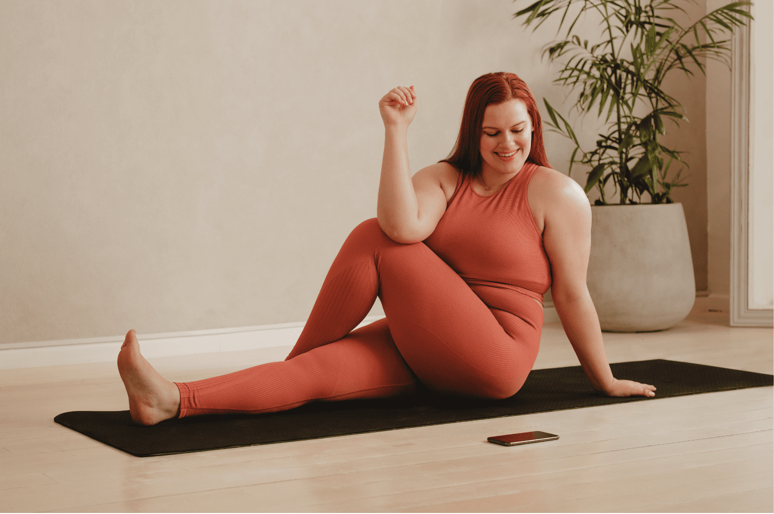 Woman on keto doing yoga post