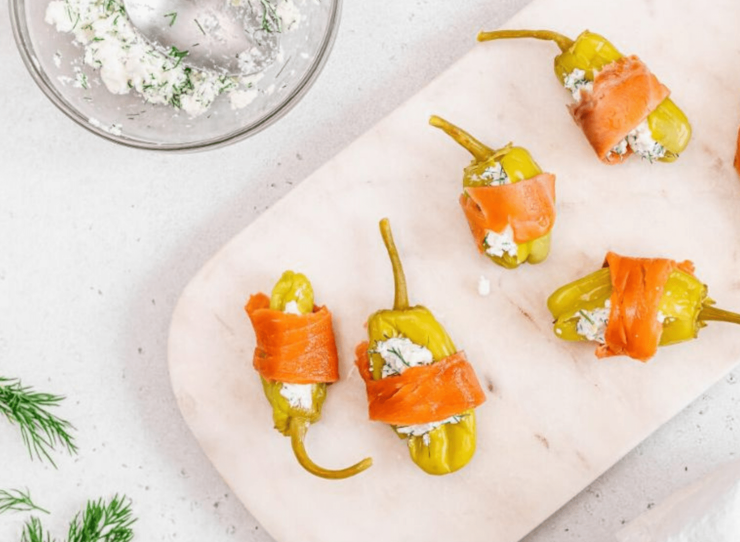 Smoked salmon and goat cheese pepperoncini